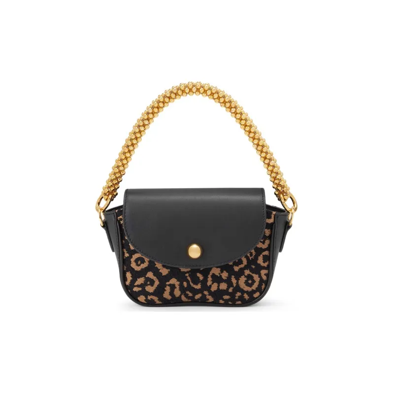 CHARLES&KEITH Cow Leather Envelope Bag, One Shoulder Handbag Women's Sand/Animal Print Black Brown-5