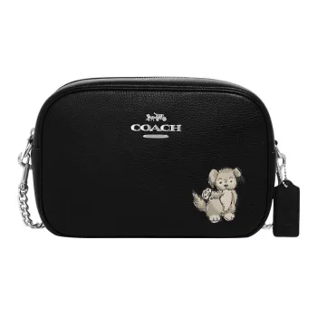 COACH Jamie Refined Pebble Leather Camera Bags Shoulder Bag Crossbody Bag Medium Size Women's Black
