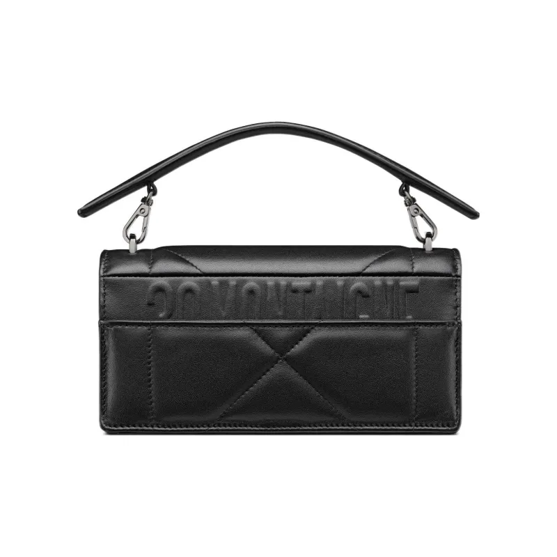 DIOR 30 Montaigne Wicker Pattern Sheepskin Portable One Shoulder Crossbody Clutches Women's Black-2