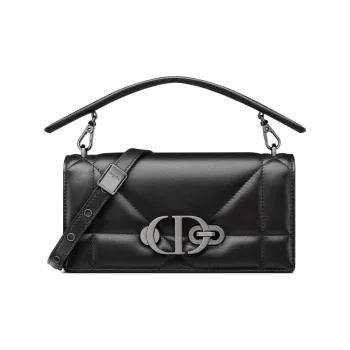 DIOR 30 Montaigne Wicker Pattern Sheepskin Portable One Shoulder Crossbody Clutches Women's Black