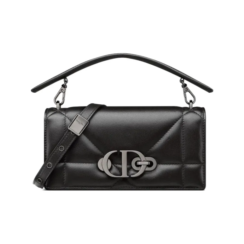 DIOR 30 Montaigne Wicker Pattern Sheepskin Portable One Shoulder Crossbody Clutches Women's Black-0