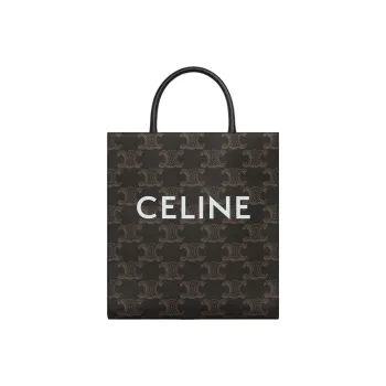 CELINE Canvas paneled Calfskin Trim Tote Bag Shopping Bag Shoulder Bag Crossbody Bag Handbag Medium Size Men's Black