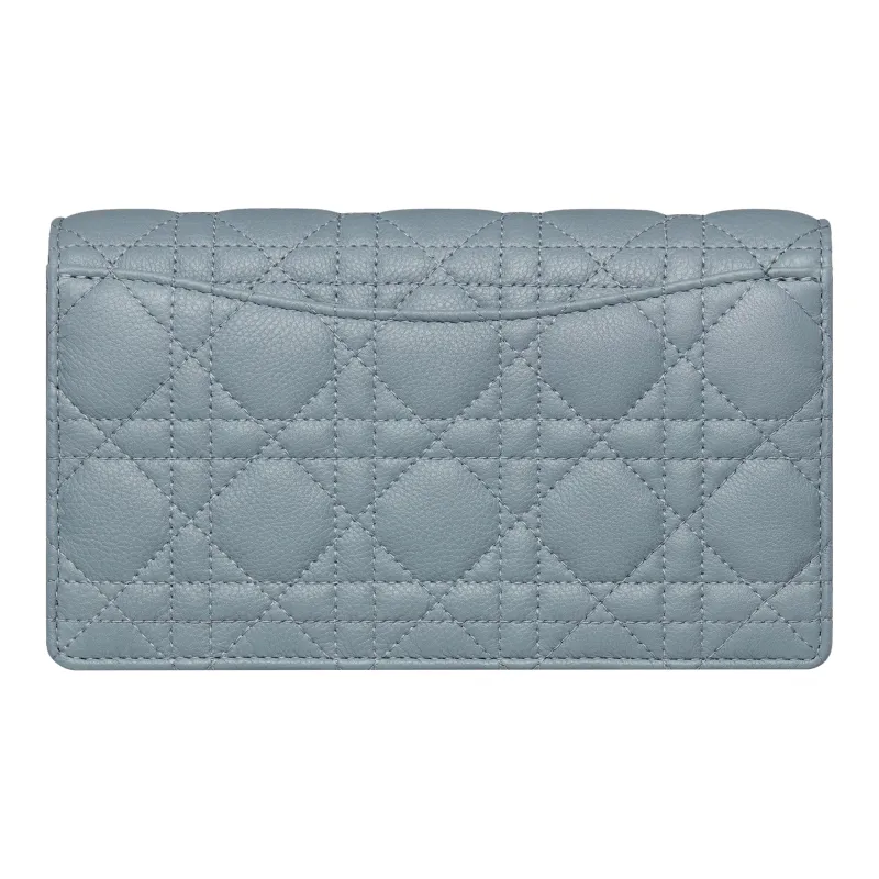 DIOR Caro Cow Leather One Shoulder Crossbody Clutch Women's Powder Blue-2