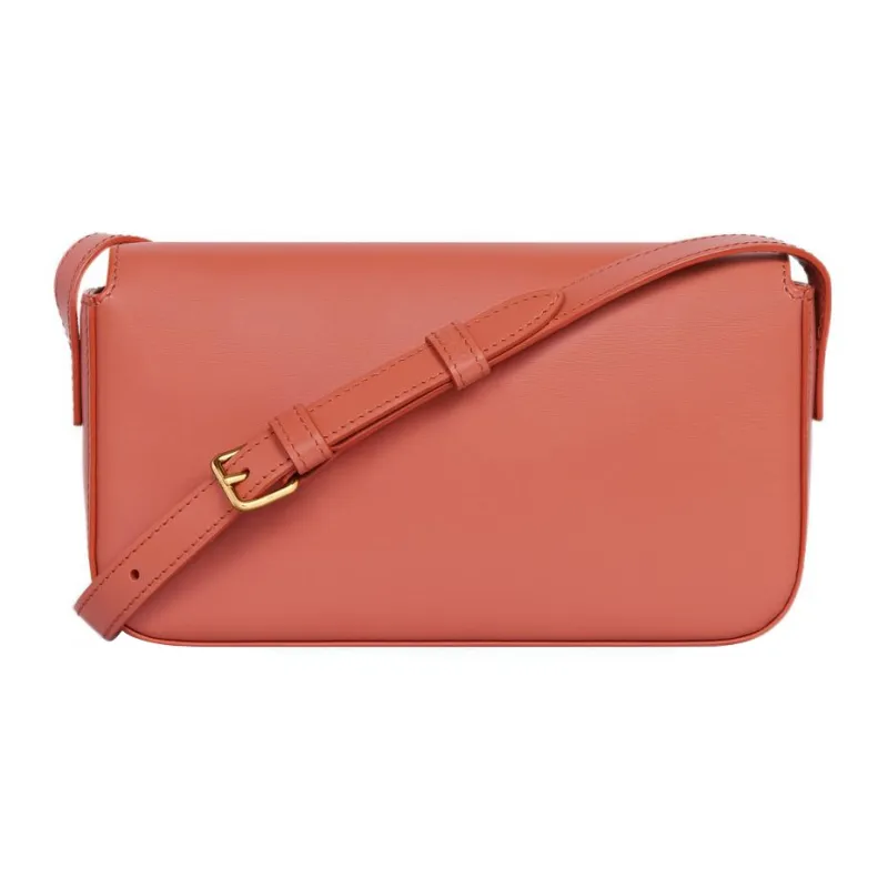CELINE Triomphe Shiny Calfskin Small Square Bag Crossbody Bag Shoulder Bag Women's Red Terracotta-1