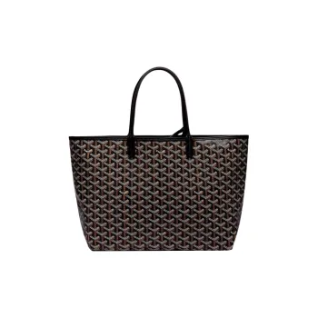 GOYARD Saint Louis Canvas With Calfskin Tote Bag Shopping Bag Handbag Shoulder Bag Small Size Unisex Black