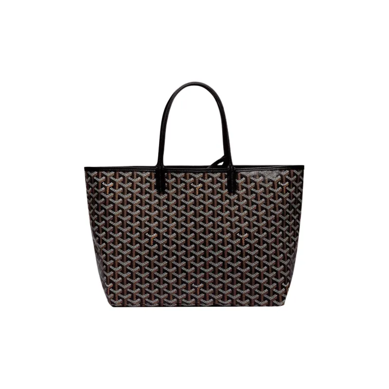 GOYARD Saint Louis Canvas With Calfskin Tote Bag Shopping Bag Handbag Shoulder Bag Small Size Unisex Black-0