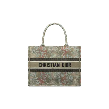 DIOR BookTote Embroidery Tote Bag, Shopping Bag, Shoulder Bag, Handbag Medium Size Women's Green
