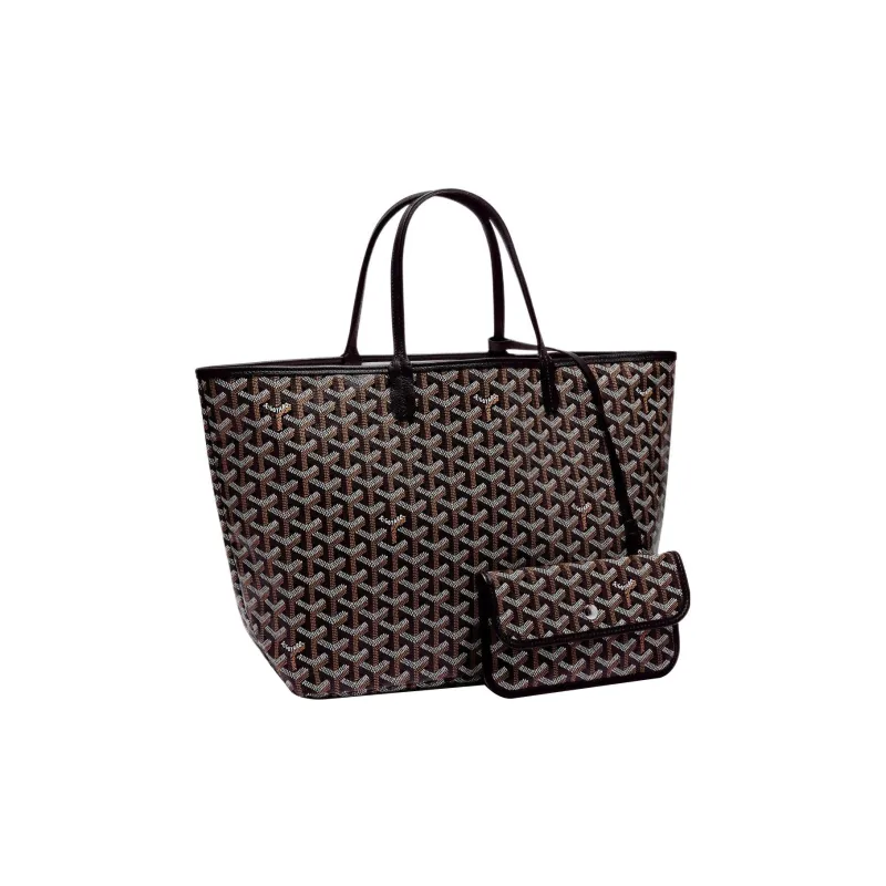 GOYARD Saint Louis Canvas With Calfskin Tote Bag Shopping Bag Handbag Shoulder Bag Small Size Unisex Black-2