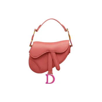 DIOR Sheepskin Saddle Bag Shoulder Bag Crossbody Bag Handbag Extra Mini Women's Ash Coral Pink
