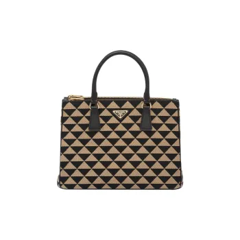 PRADA Saffiano Fabric With Leather Shoulder Bag Crossbody Bag Handbag Women's Black Beige Multicolor
