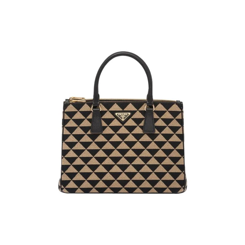 PRADA Saffiano Fabric With Leather Shoulder Bag Crossbody Bag Handbag Women's Black Beige Multicolor-0