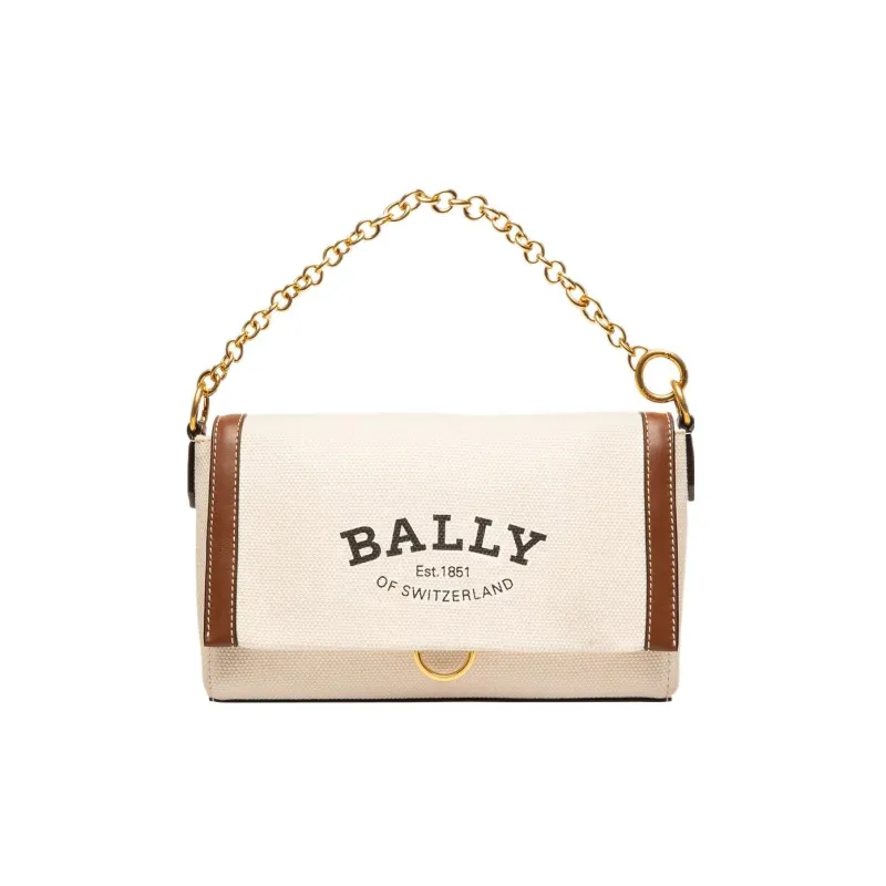 BALLY Fabric With Cow Leather Shoulder Bag Crossbody Bag Regular Women's Ecru-1