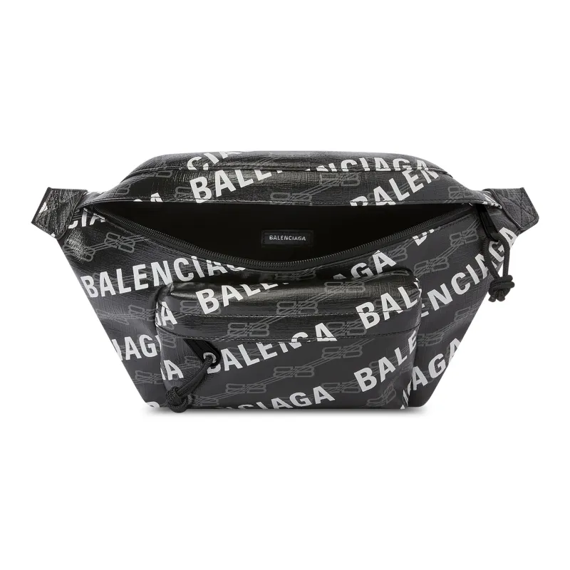 Balenciaga Balenciaga BB MONOGRAM Coated Canvas Fanny Pack Medium Size Men's Black-4