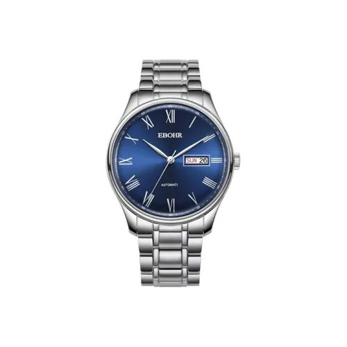 EBOHR Mechanical Movement Stainless Steel Strap Watch Men's Watches Blue Dial