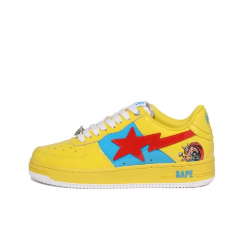 Marvel X A BATHING APE STA Skateboard Shoes Women's Low-Top Yellow/Blue/Red