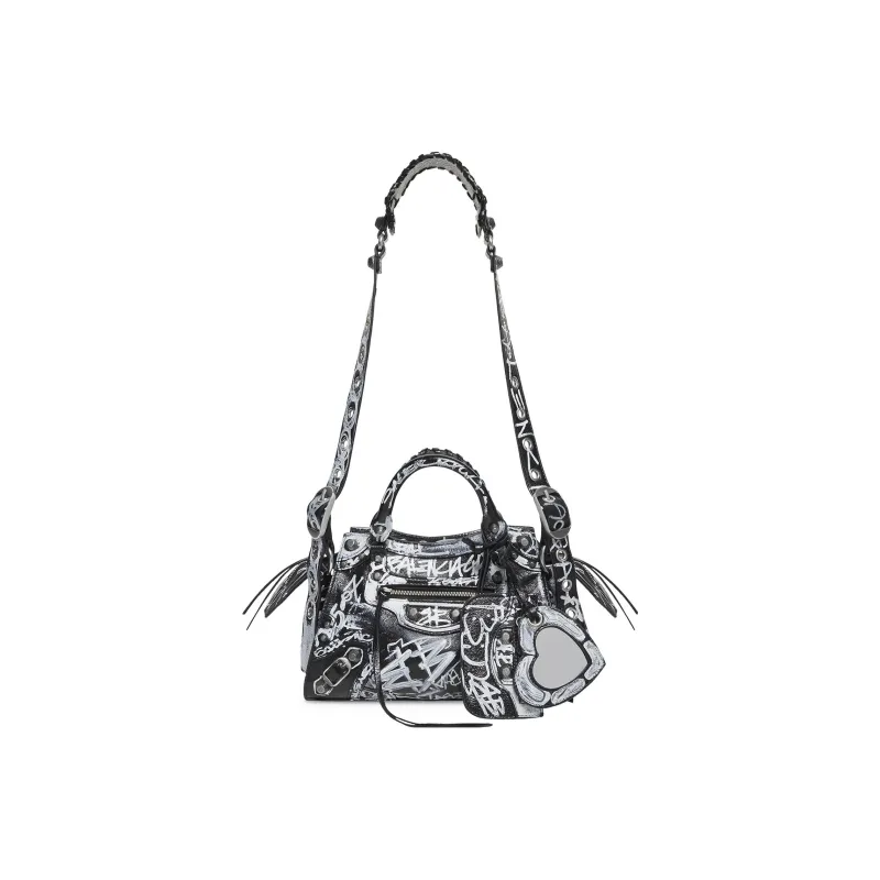 Balenciaga Neo Cagole Fine Grained Sheepskin Shoulder Bag Crossbody Bag Handbags Extra Small Women's Black-1