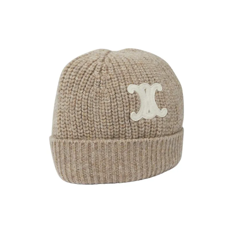 CELINE Cashmere Embroidered Triomphe Beanie-1