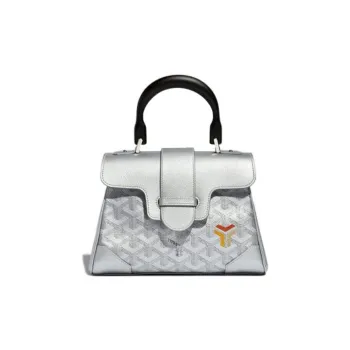 GOYARD Saigon Canvas With Calfskin Shoulder Bag Crossbody Bag Handbag Mini Women's Silver