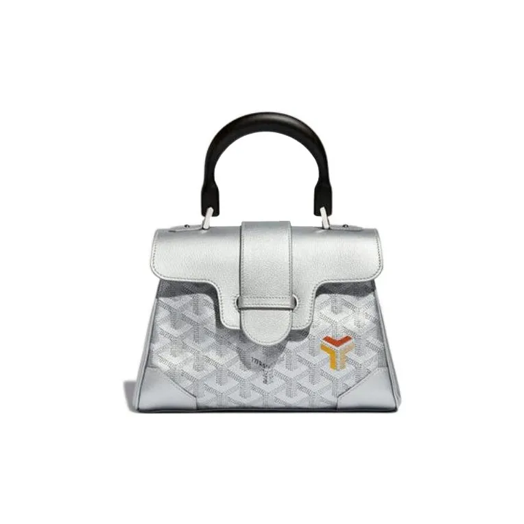 GOYARD Saigon Canvas With Calfskin Shoulder Bag Crossbody Bag Handbag Mini Women's Silver-0