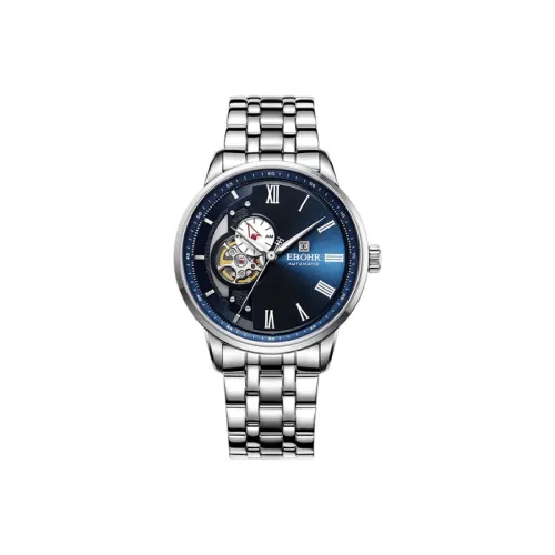 EBOHR Mechanical Movement Stainless Steel Strap Watch Unisex Blue Dial 19081316
