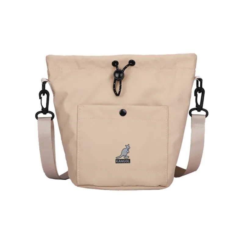 KANGOL Nylon Round Bucket Bag Shoulder Bag Unisex Khaki/Navy Blue/Black/Mint Green/Olive Green-2
