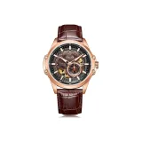 Black Dial Coffee Leather Men's Watch