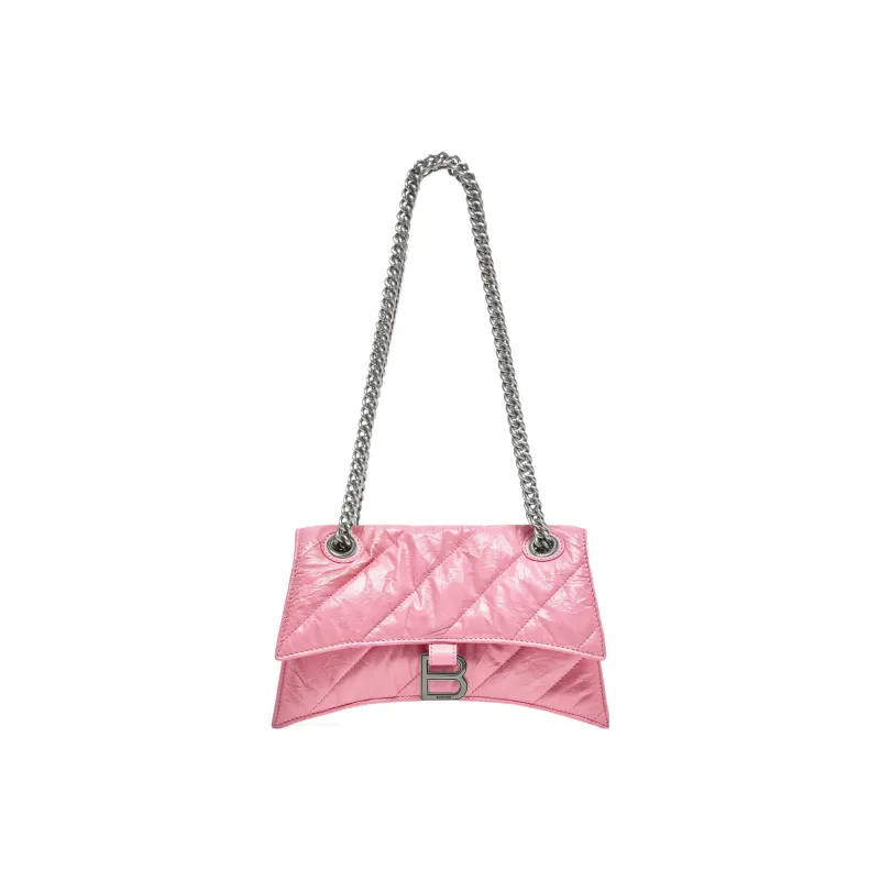 Balenciaga Crush Chain Bag Small Quilted Pink-0