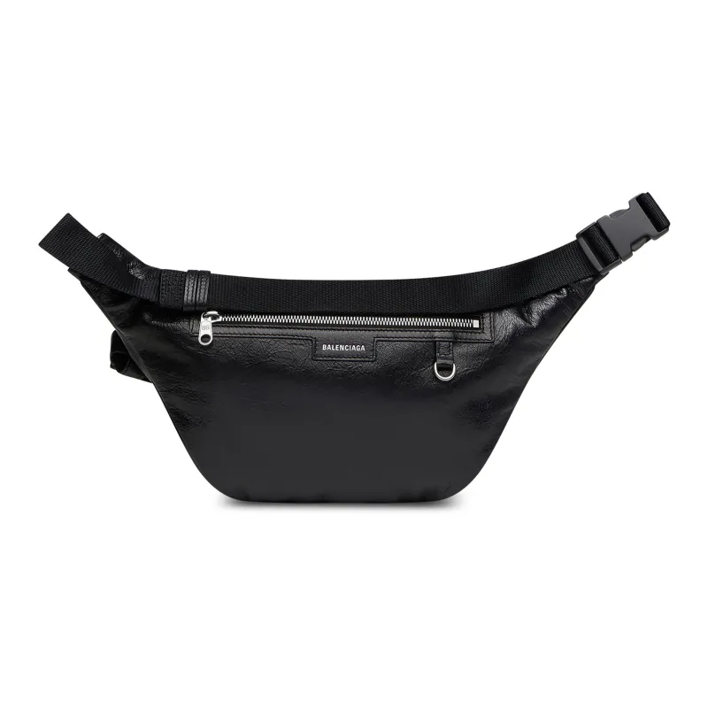 Balenciaga Superbusy Fine Grained Sheepskin Fanny Pack Men's Black-3