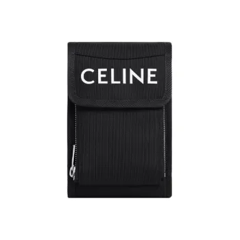 CELINE Fabric One Shoulder Crossbody Cell Phone Pouch Men's Black