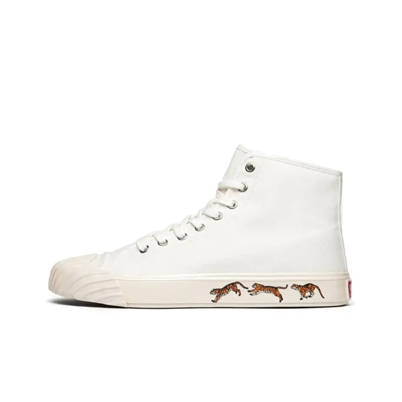 KENZO School High Top Trainers Tiger Sole Off White-0