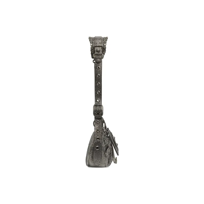 Balenciaga Le Cagole Shoulder Bag Xs Dark Grey Suede With Rhinestones-3