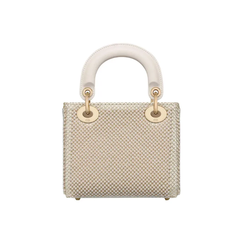 DIOR Lady Dior Beaded Embroidered Cow Leather Daisie Bag Shoulder Bag Crossbody Bag Handbag Mini Women's White-2
