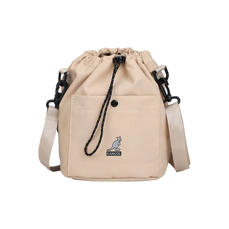 KANGOL Nylon Round Bucket Bag Shoulder Bag Unisex Khaki/Navy Blue/Black/Mint Green/Olive Green-0