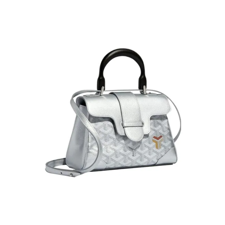GOYARD Saigon Canvas With Calfskin Shoulder Bag Crossbody Bag Handbag Mini Women's Silver-1