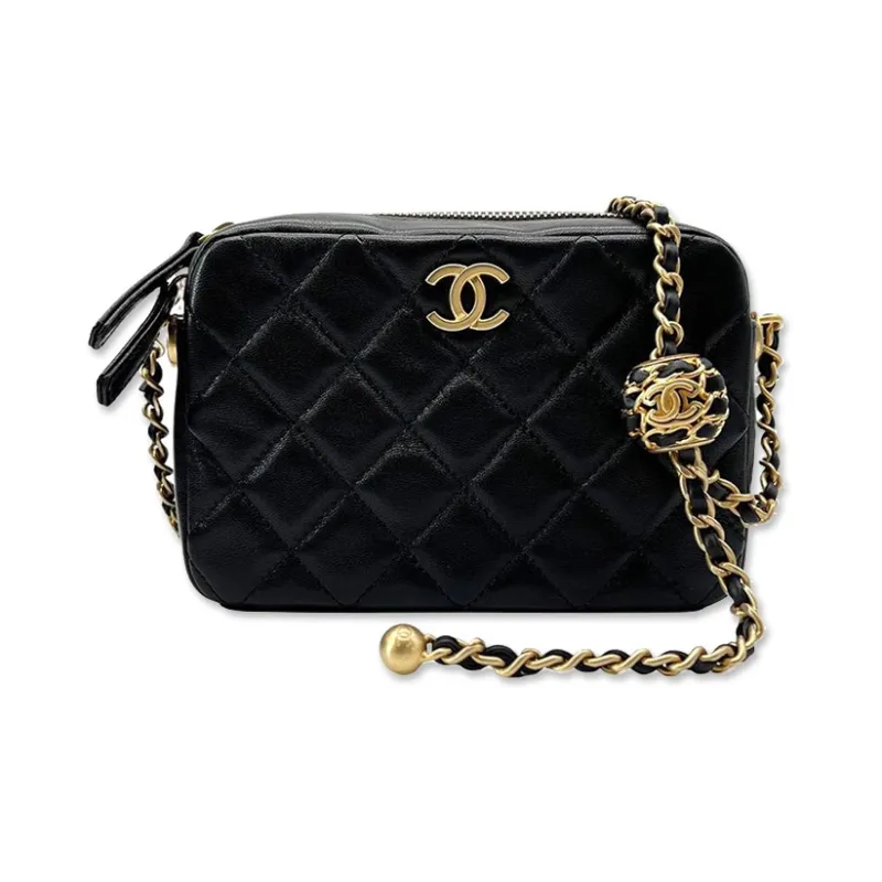 CHANEL Sheepskin Camera Bag, Shoulder Bag, Crossbody Bag Women's Black-0