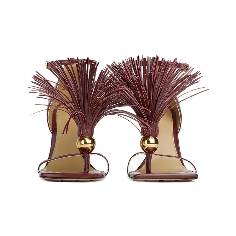 Bottega Veneta Stretch One Strap Sandals Women's Red-3