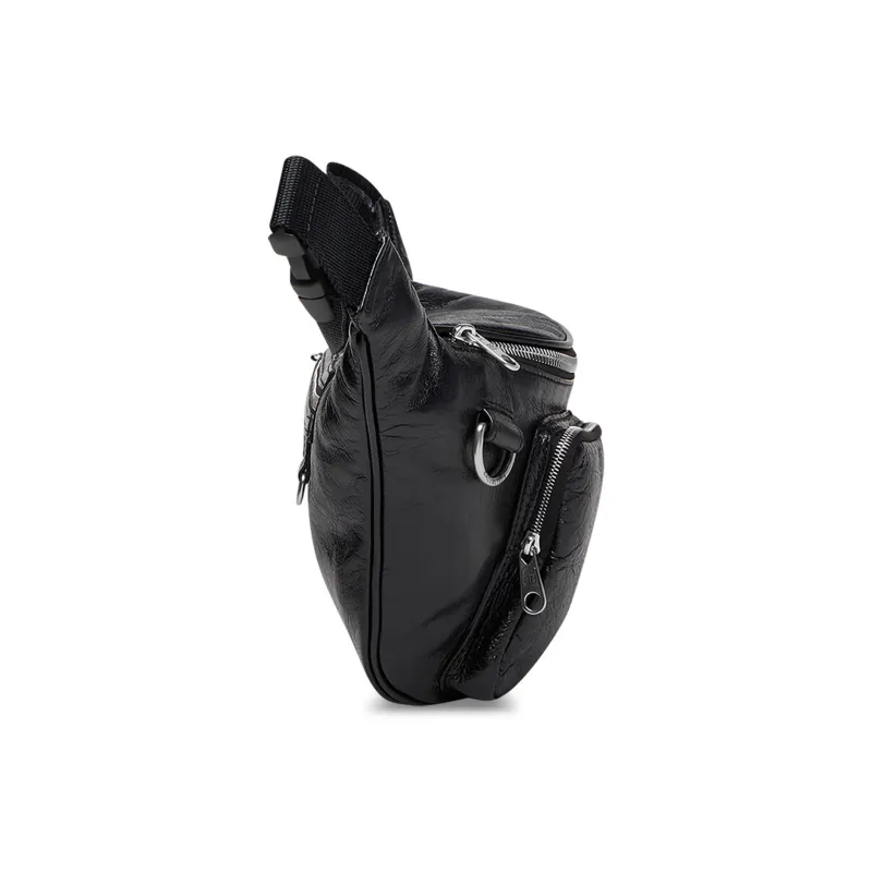 Balenciaga Superbusy Fine Grained Sheepskin Fanny Pack Men's Black-2