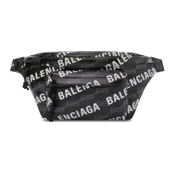 Balenciaga Balenciaga BB MONOGRAM Coated Canvas Fanny Pack Medium Size Men's Black