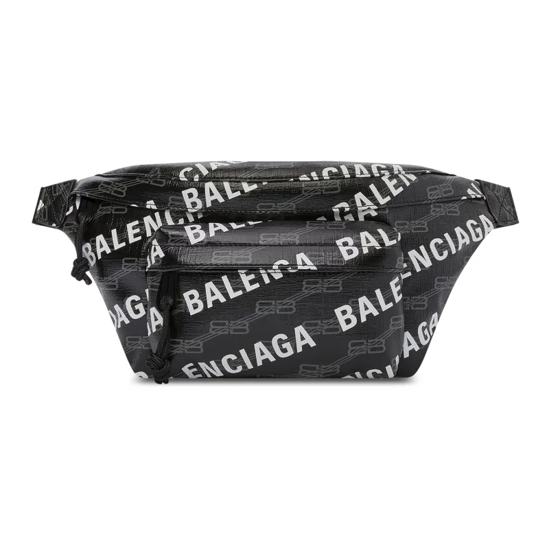Balenciaga Balenciaga BB MONOGRAM Coated Canvas Fanny Pack Medium Size Men's Black-0