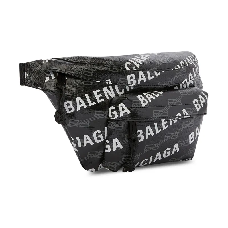 Balenciaga Balenciaga BB MONOGRAM Coated Canvas Fanny Pack Medium Size Men's Black-1