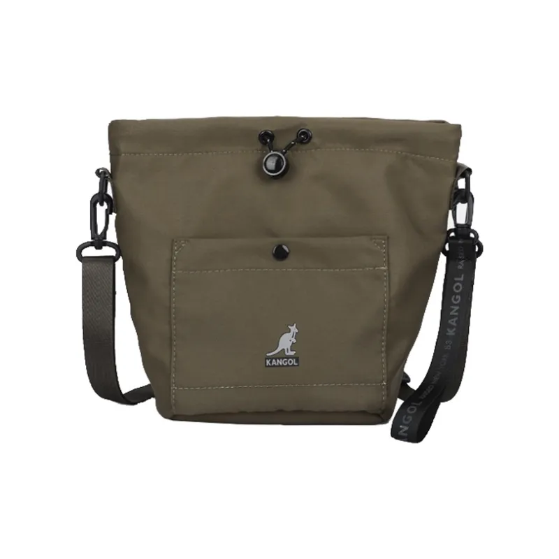 KANGOL Nylon Round Bucket Bag Shoulder Bag Unisex Khaki/Navy Blue/Black/Mint Green/Olive Green-8