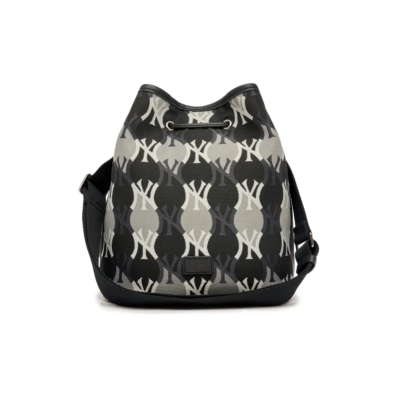 MLB Synthetic Leather Bucket Bags Shoulder Bag Crossbody Bag Large Size Unisex Black Gray Color-1