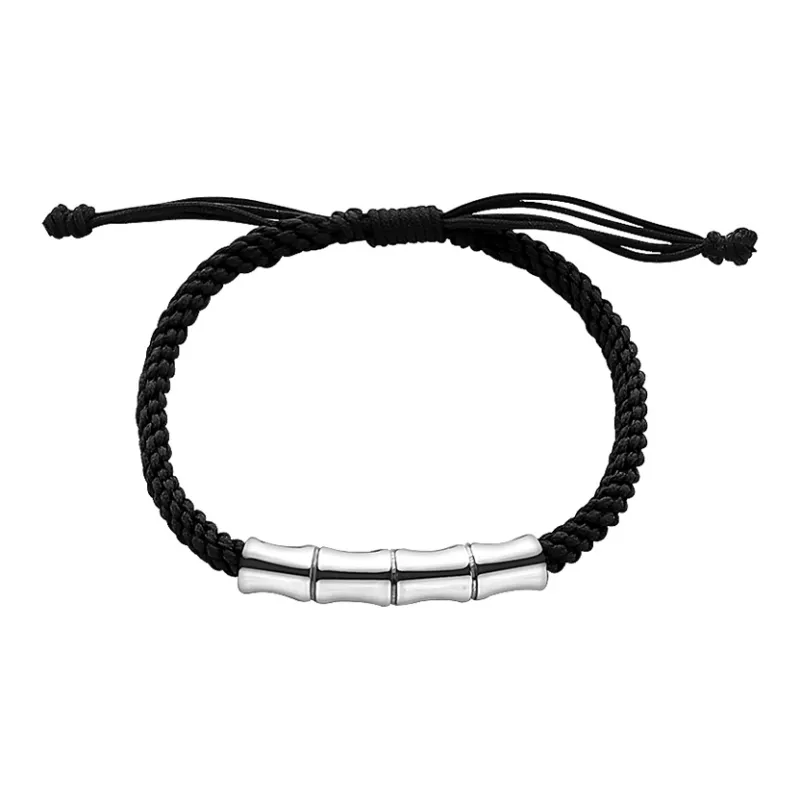 MAGICPOLE 925 Sterling Silver, Fabric Rope Bracelets Unisex Black/Red-1