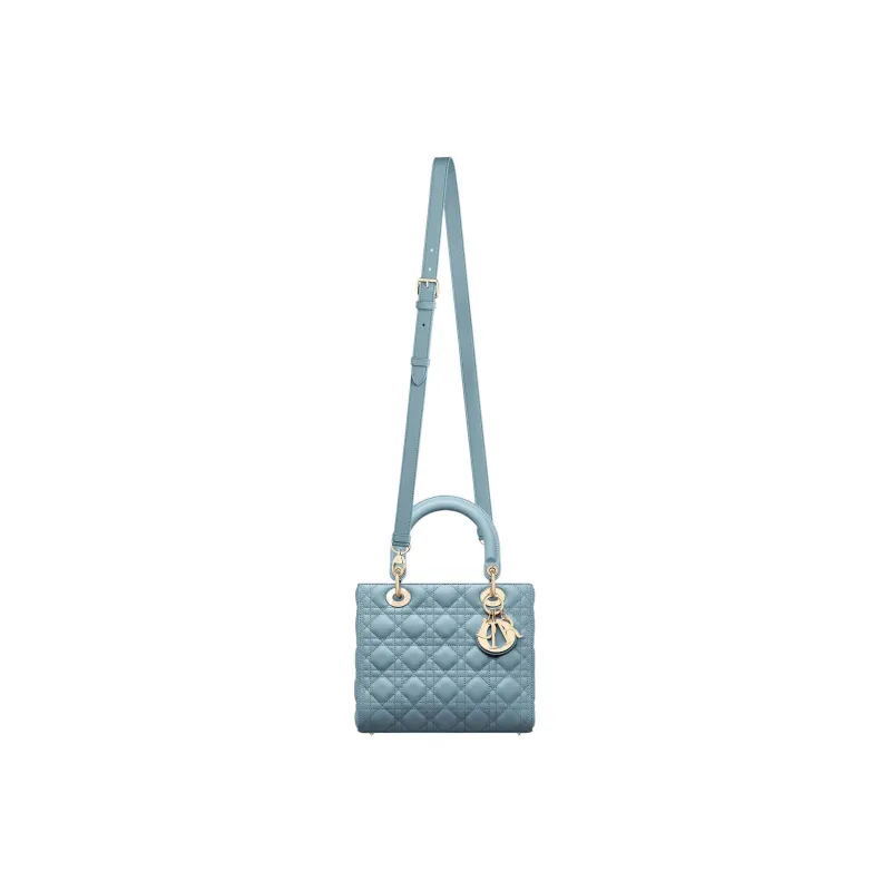 DIOR Lady Dior Sheepskin Daisie Bag Shoulder Bag Crossbody Bag Handbag Medium Size Women's Sky Blue-4