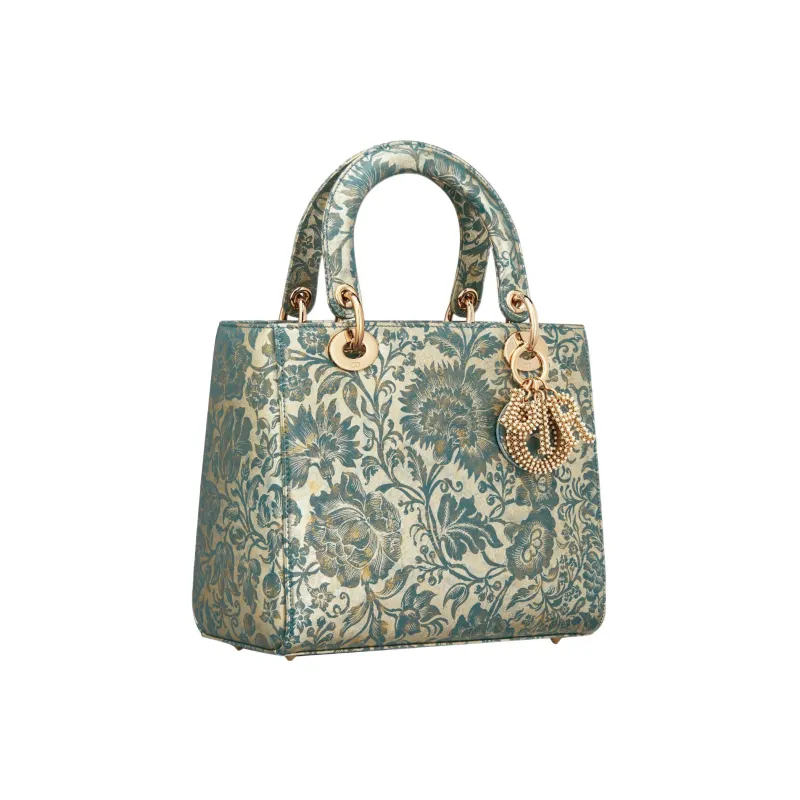 DIOR Lady D-Lite Sheepskin Daisie Bag Tote Bag Shopping Bag Handbag Medium Size Women's Blue-2