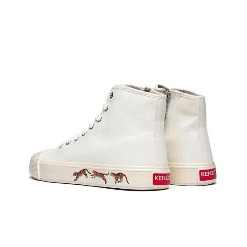 KENZO School High Top Trainers Tiger Sole Off White-3