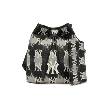 MLB Synthetic Leather Bucket Bags Shoulder Bag Crossbody Bag Large Size Unisex Black Gray Color