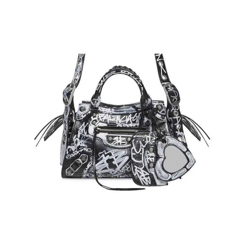 Balenciaga Neo Cagole Fine Grained Sheepskin Shoulder Bag Crossbody Bag Handbags Extra Small Women's Black-0