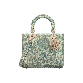 DIOR Lady D-Lite Sheepskin Daisie Bag Tote Bag Shopping Bag Handbag Medium Size Women's Blue