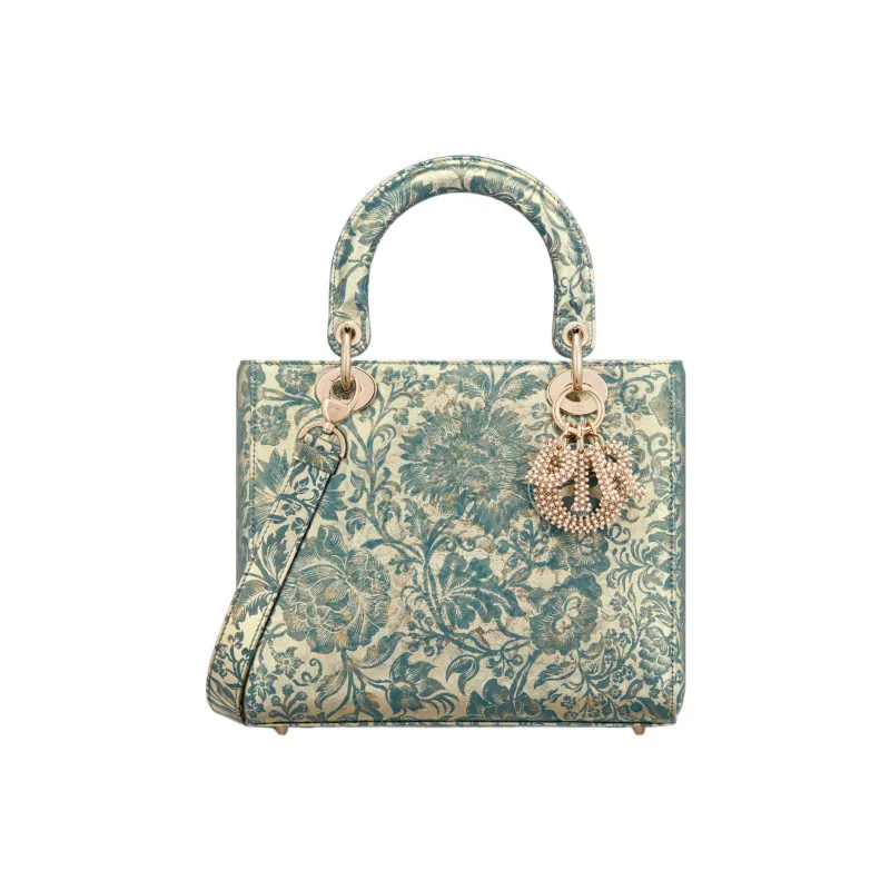 DIOR Lady D-Lite Sheepskin Daisie Bag Tote Bag Shopping Bag Handbag Medium Size Women's Blue-0